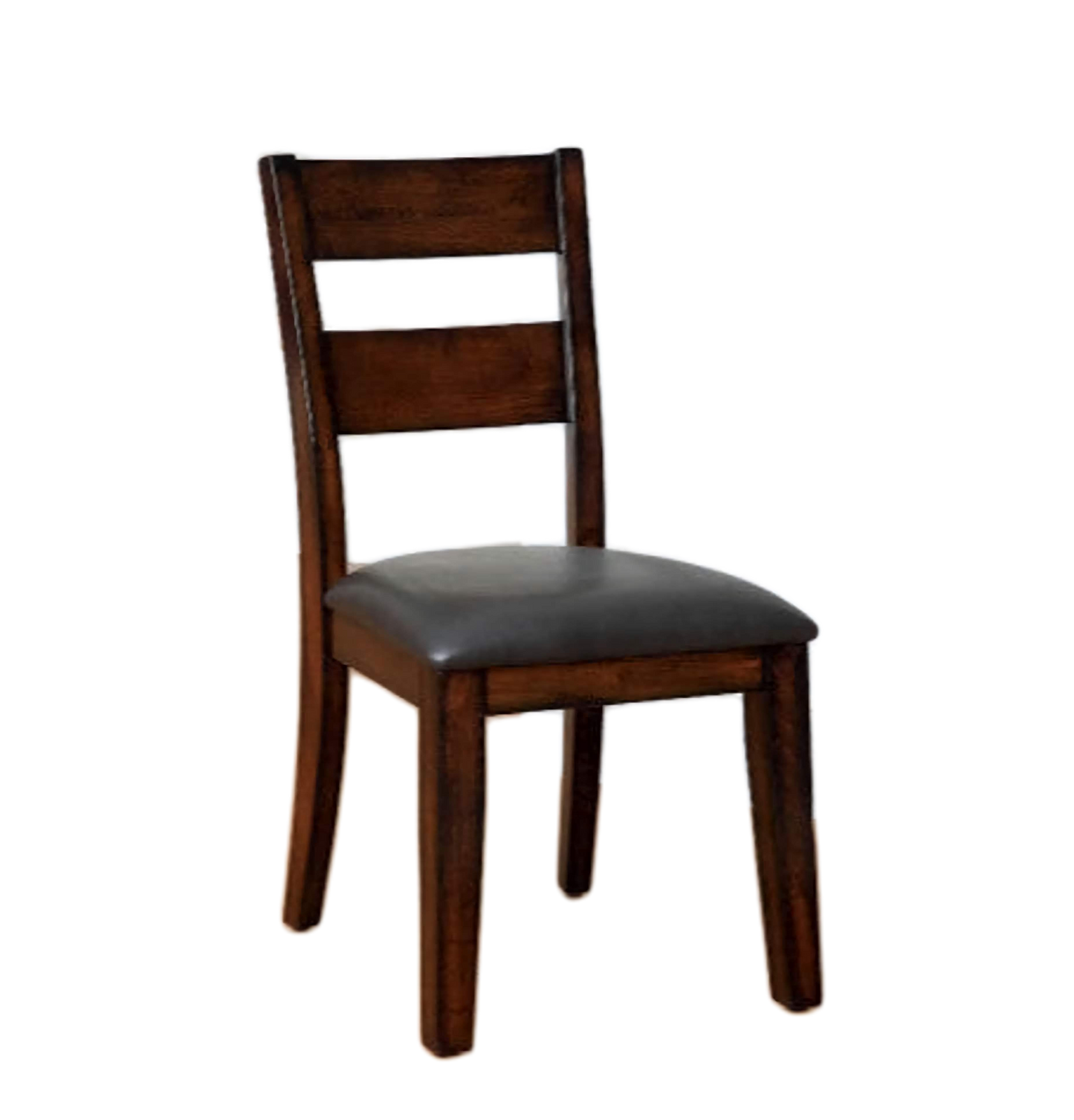2-Piece Solid Wood Dining Chairs, Comfortable Padded Leatherette Seats with Dark Cherry Finish for Kitchen or Dining Room