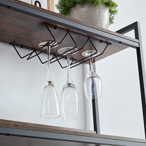 Coffee Bar Cabinet/Bottle Rack, Bar Counter, Shelves with Power Outlet, 3-Tier Holder