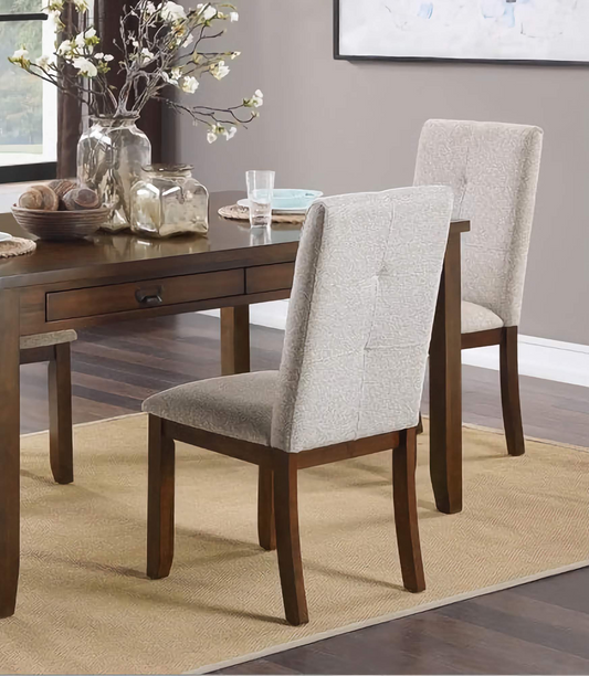 2-Piece Upholstered Chenille Dining Chairs, Comfortable Kitchen and Dining Room Chairs with Dark Cherry Wood Frame