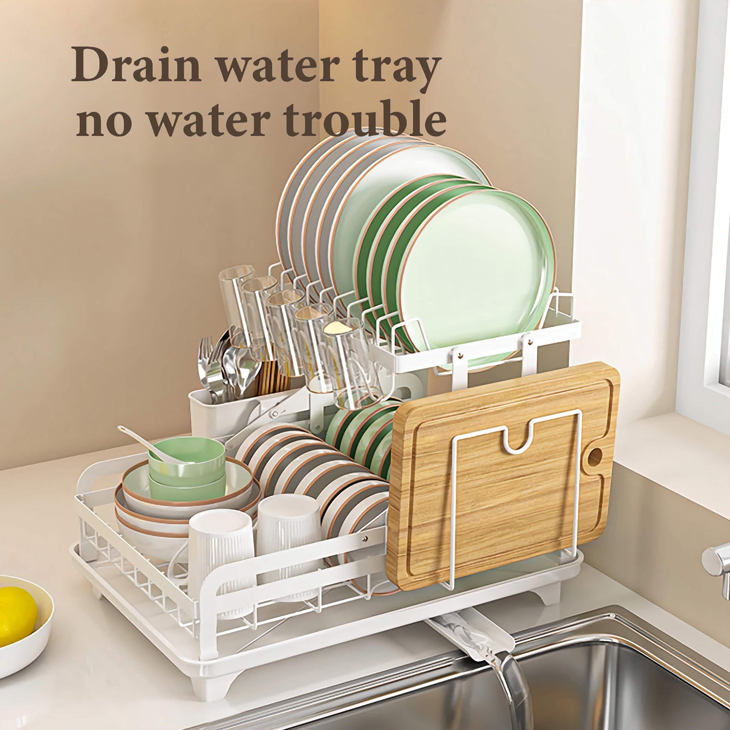 Collapsible All-In-One Kitchen Dish Rack with Multiple Compartments, Integrated Drainage, Easy Storage Dish Holder
