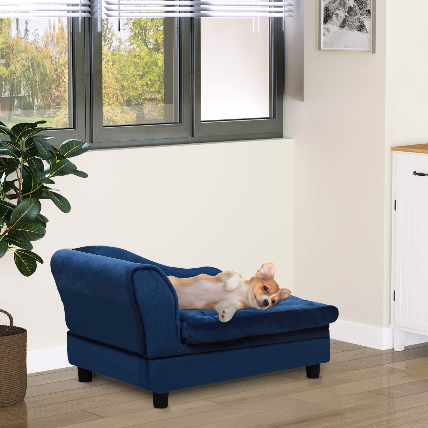 PawHut Luxury Small Dog Sofa Bed, Comfortable Modern Pet Furniture with Hidden Storage for Toys and Accessories