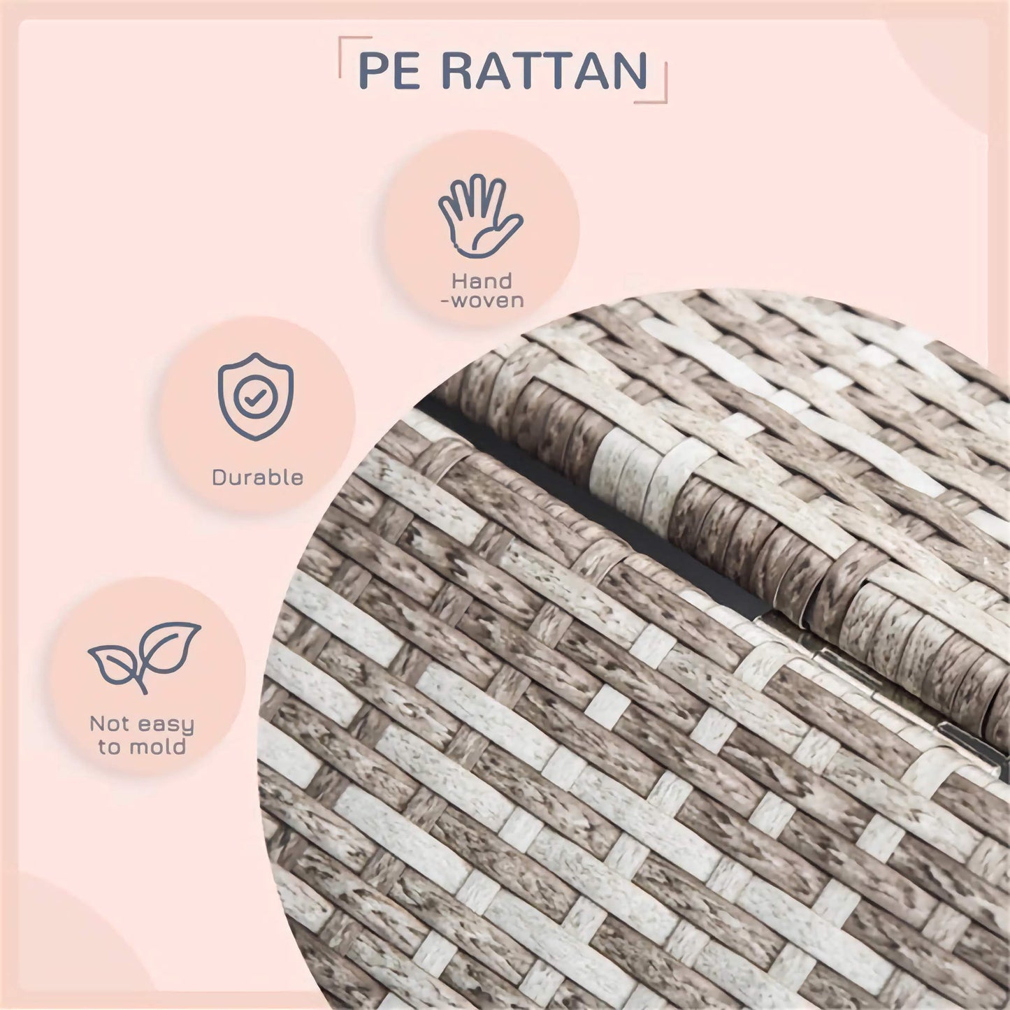 Soft Padded Pet Cabana, Cozy Weather-Protected PE Rattan Sofa Bed for Dogs and Cats