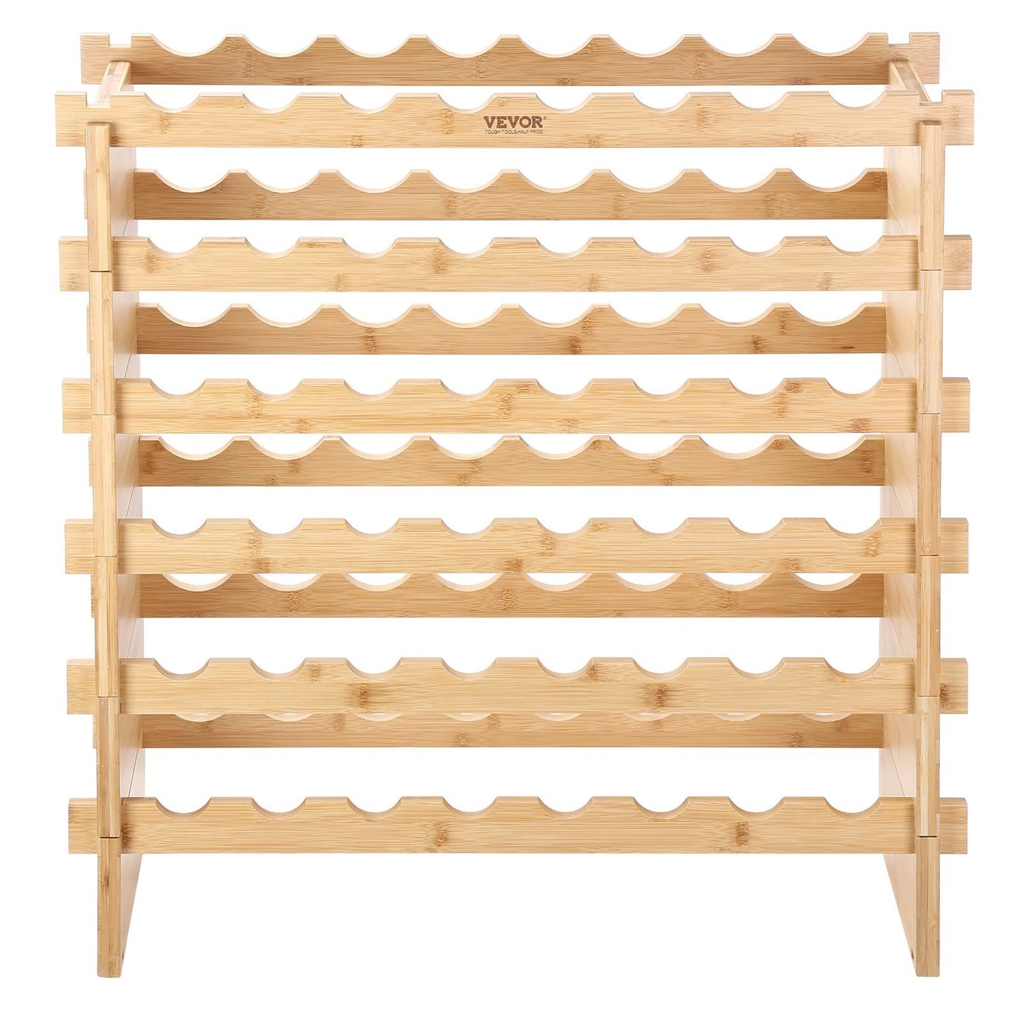 VEVOR 6-Tier Stackable Bottle Rack, 48-Bottle Holder with Bamboo Wood Display Shelf