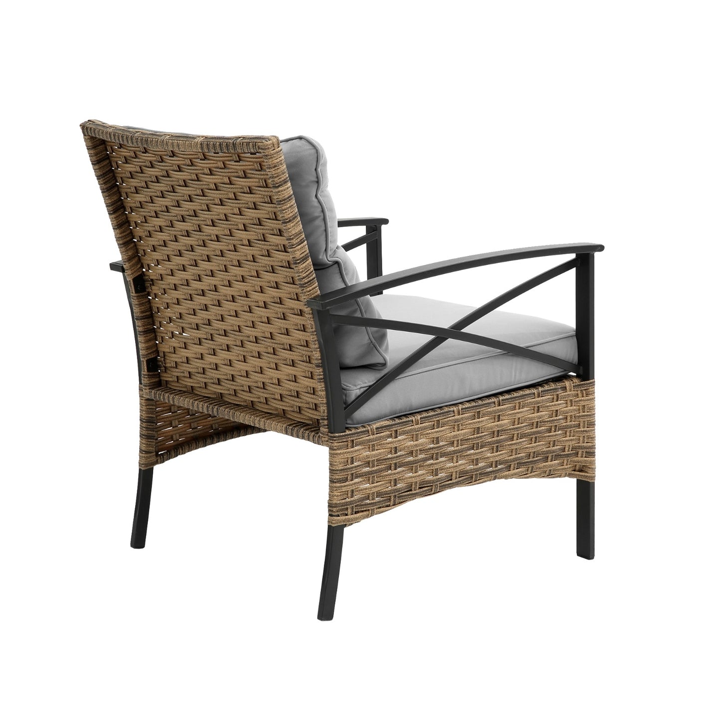 4-Piece Patio Sectional Sofa Set, KD Rattan Wicker, Outdoor Garden Furniture