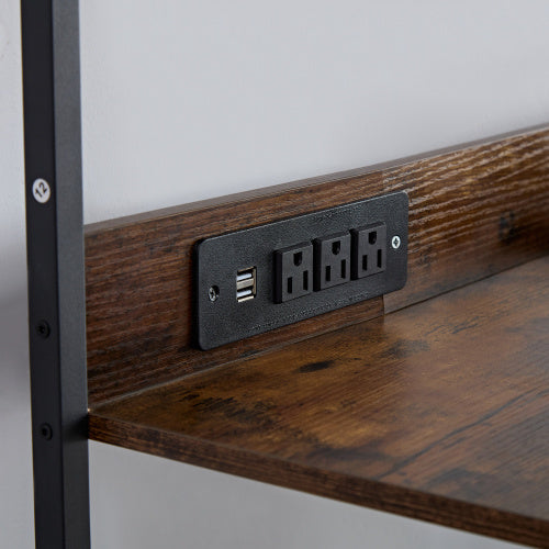 Coffee Bar Cabinet/Bottle Rack, Bar Counter, Shelves with Power Outlet, 3-Tier Holder