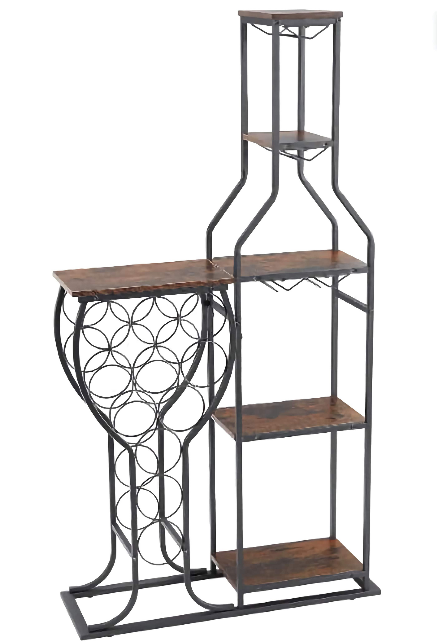 Freestanding Bar Organizer, Stylish Bottle Rack with Modern Shelf and Glass Holder for Wine and Spirits