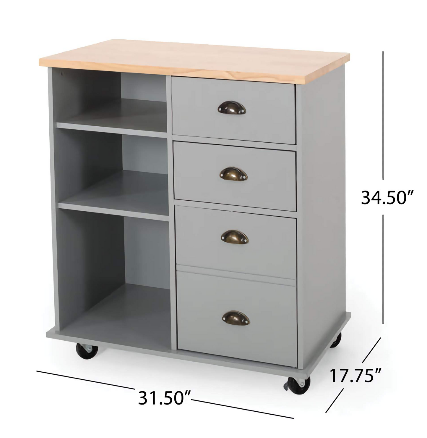 Modern Rolling Kitchen Storage Trolley, Space-Saving Cart with Drawers, Cabinet Door and Shelves