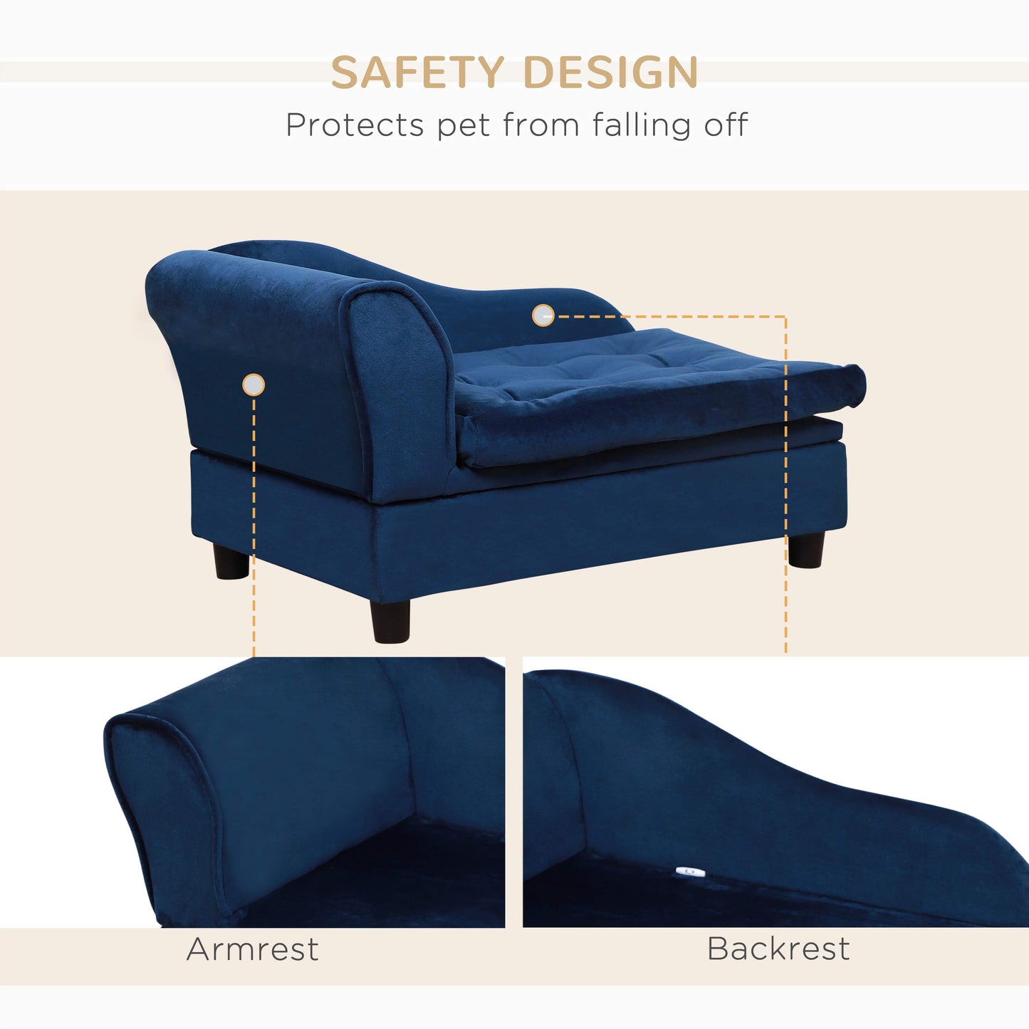 PawHut Luxury Small Dog Sofa Bed, Comfortable Modern Pet Furniture with Hidden Storage for Toys and Accessories