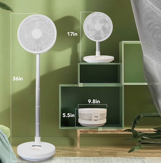 Indoor and Outdoor Retractable LED Fan, Oscillating Standing Fan, Rechargeable Pedestal