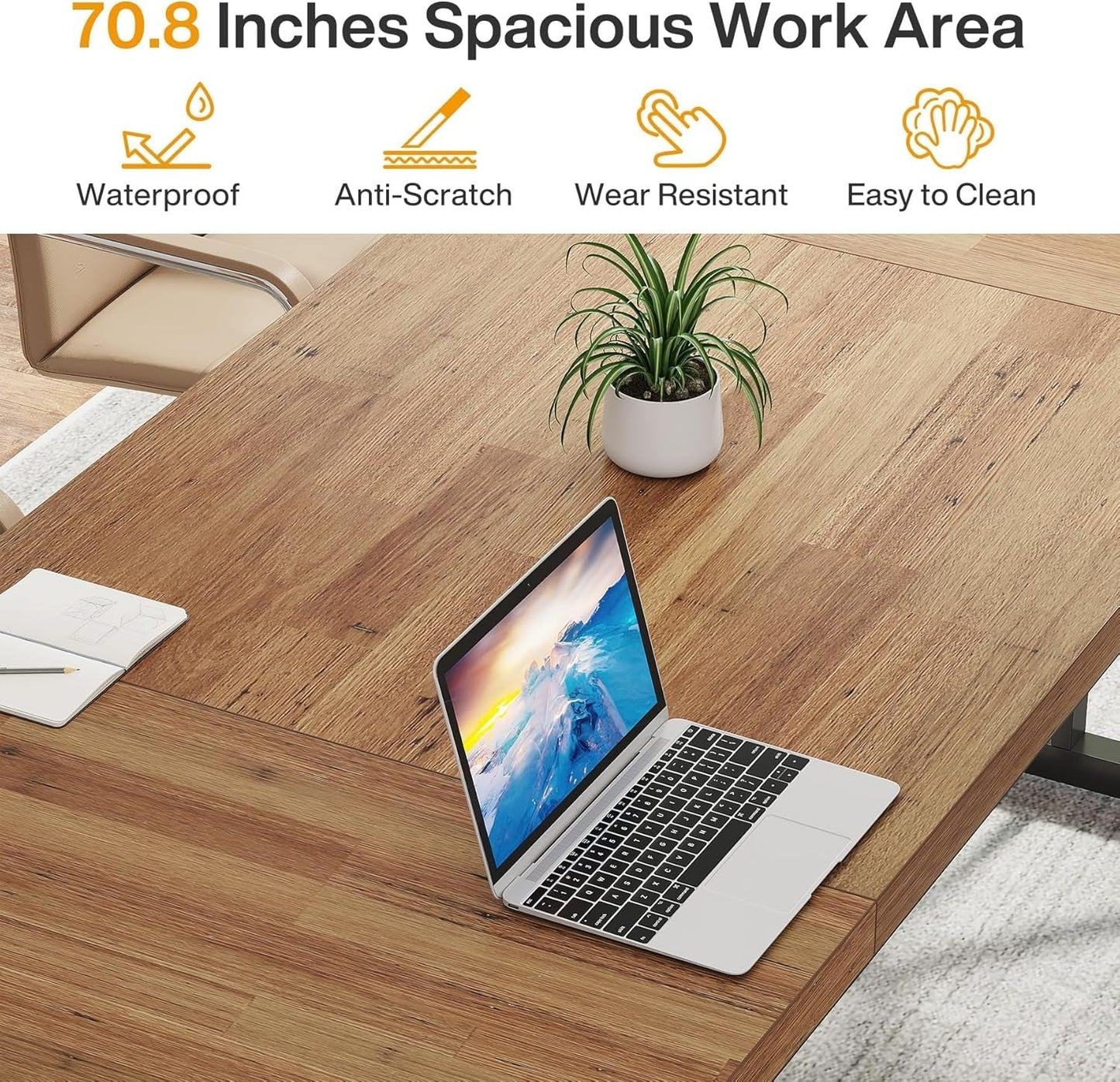 70.8in. Large Modern Home/Office Executive Desk