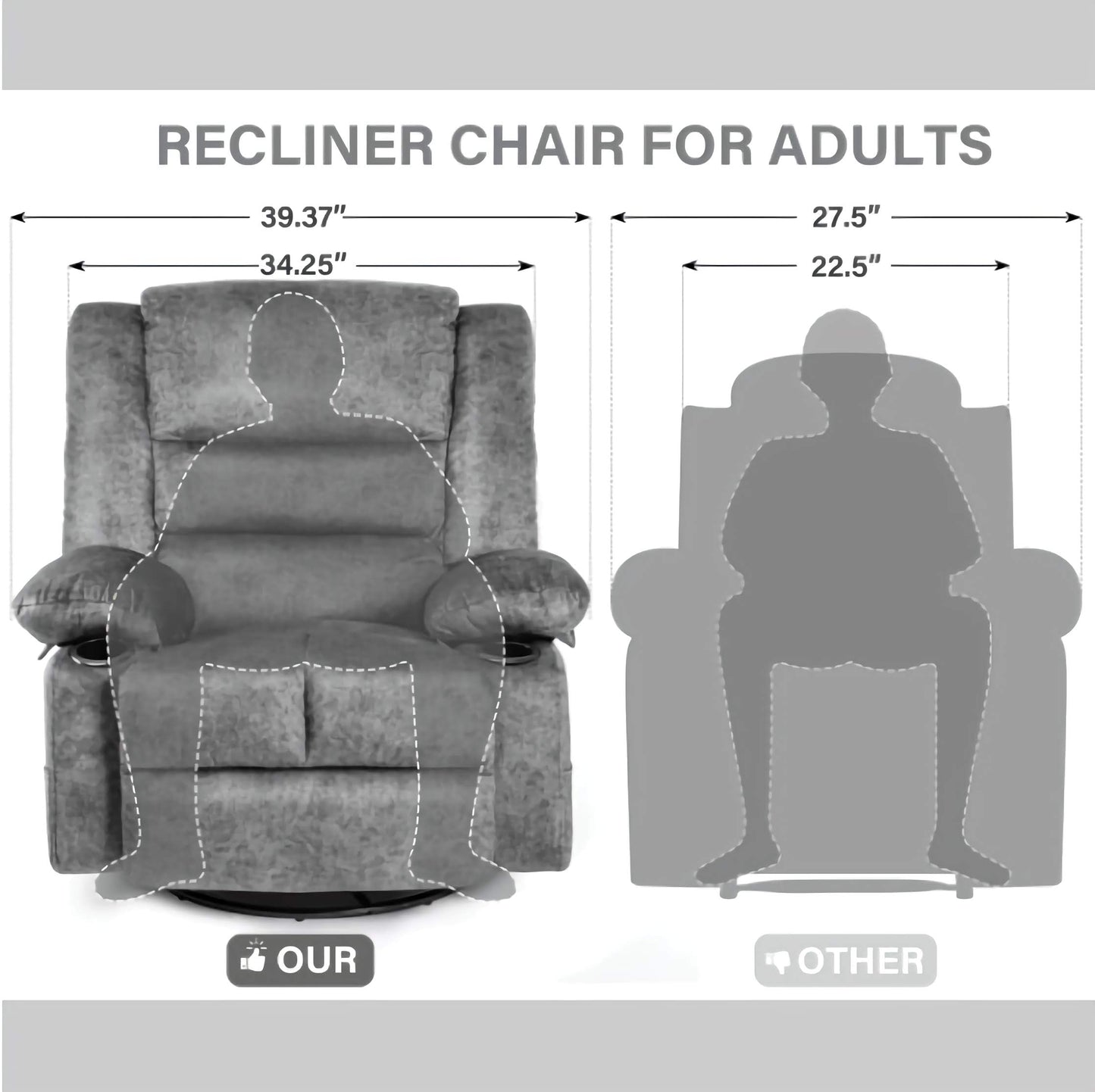 Massage and Heated Reclining Lounge Chair, Adjustable Padded Sofa for Ultimate Comfort and Relaxation