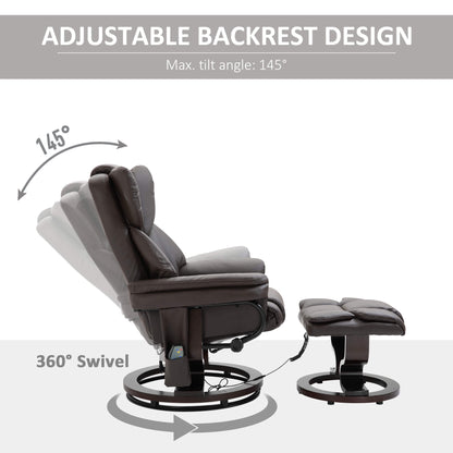 Massage Recliner Chair with Ottoman, 10-Point Vibrating Swivel, for Bedroom and Living Room