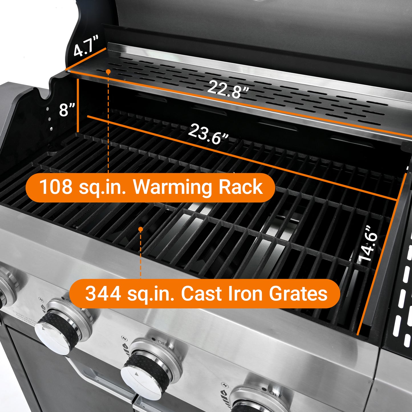 5-Burner Propane BBQ Grill, Stainless Steel Grill with Cover, Side Burner
