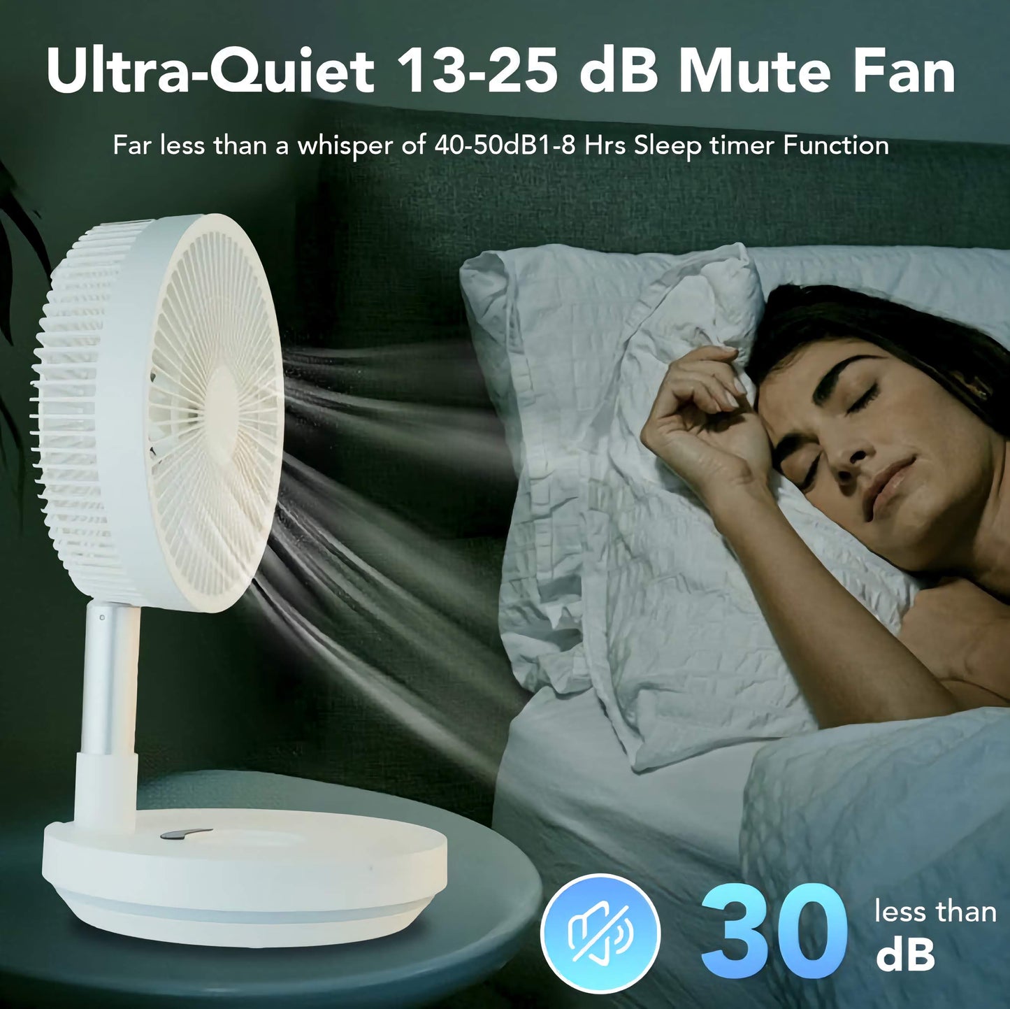 Indoor and Outdoor Retractable LED Fan, Oscillating Standing Fan, Rechargeable Pedestal