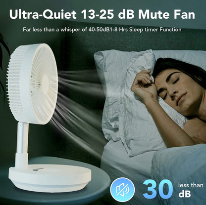 Indoor and Outdoor Retractable LED Fan, Oscillating Standing Fan, Rechargeable Pedestal