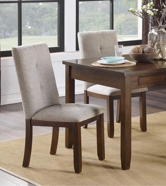 2-Piece Upholstered Chenille Dining Chairs, Comfortable Kitchen and Dining Room Chairs with Dark Cherry Wood Frame