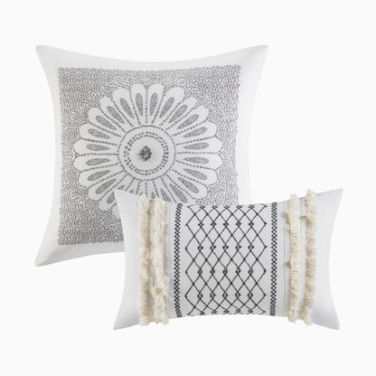 Full Queen Printed Duvet Cover Set with Raised Chenille Details