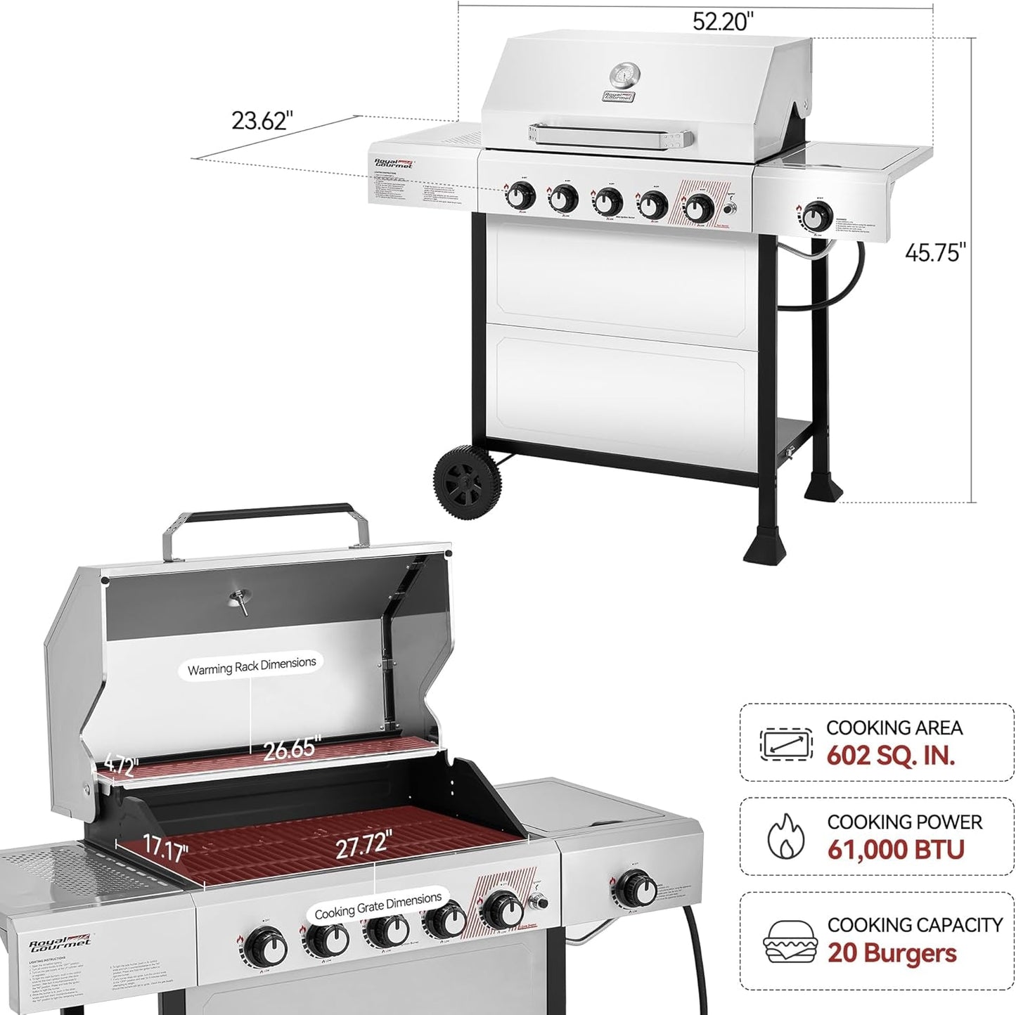 5-Burner Stainless Steel Propane BBQ Grill