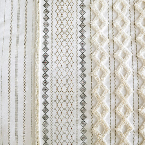 Full Queen Printed Duvet Cover Set with Raised Chenille Details