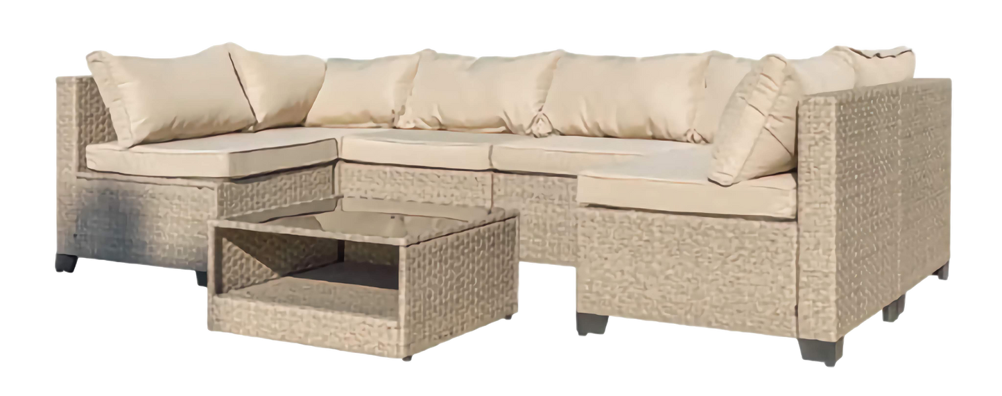 7-Piece Patio Furniture Sofa Set, Outdoor Patio Set with Waterproof Cloth and PE Rattan Base