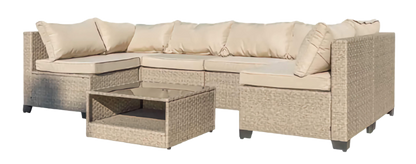 7-Piece Patio Furniture Sofa Set, Outdoor Patio Set with Waterproof Cloth and PE Rattan Base