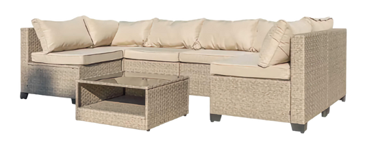 7-Piece Patio Furniture Sofa Set, Outdoor Patio Set with Waterproof Cloth and PE Rattan Base