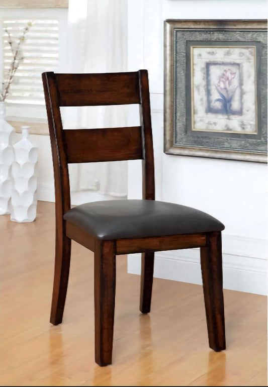 2-Piece Solid Wood Dining Chairs, Comfortable Padded Leatherette Seats with Dark Cherry Finish for Kitchen or Dining Room