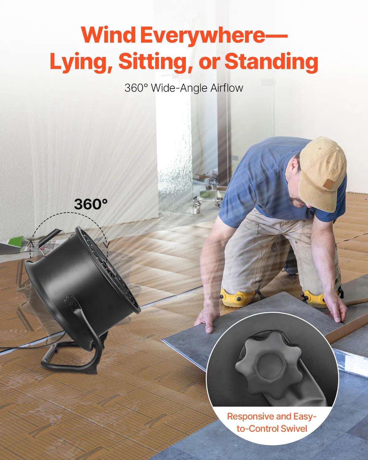 VEVOR 14in. High-Velocity Portable Industrial Fan, Adjustable Tilt and 3 Speeds for Maximum Airflow