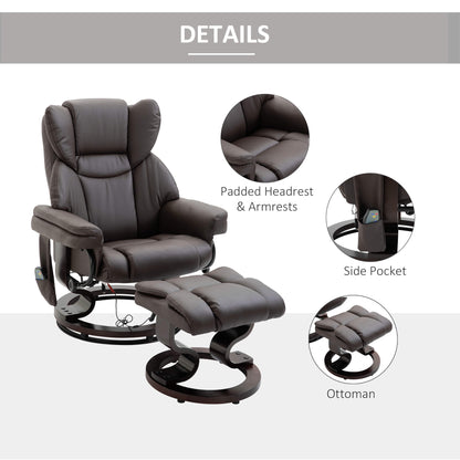Massage Recliner Chair with Ottoman, 10-Point Vibrating Swivel, for Bedroom and Living Room