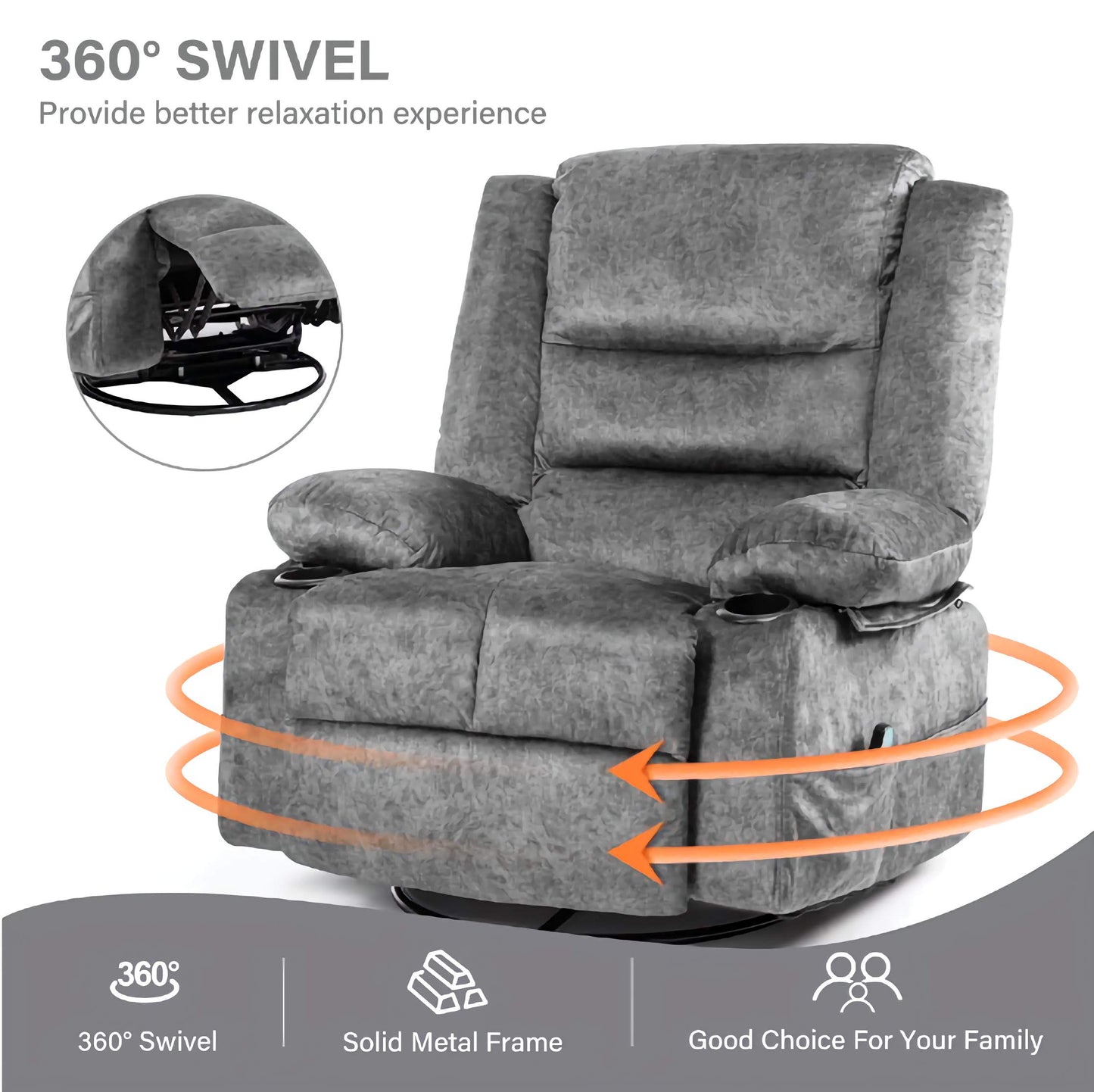 Massage and Heated Reclining Lounge Chair, Adjustable Padded Sofa for Ultimate Comfort and Relaxation