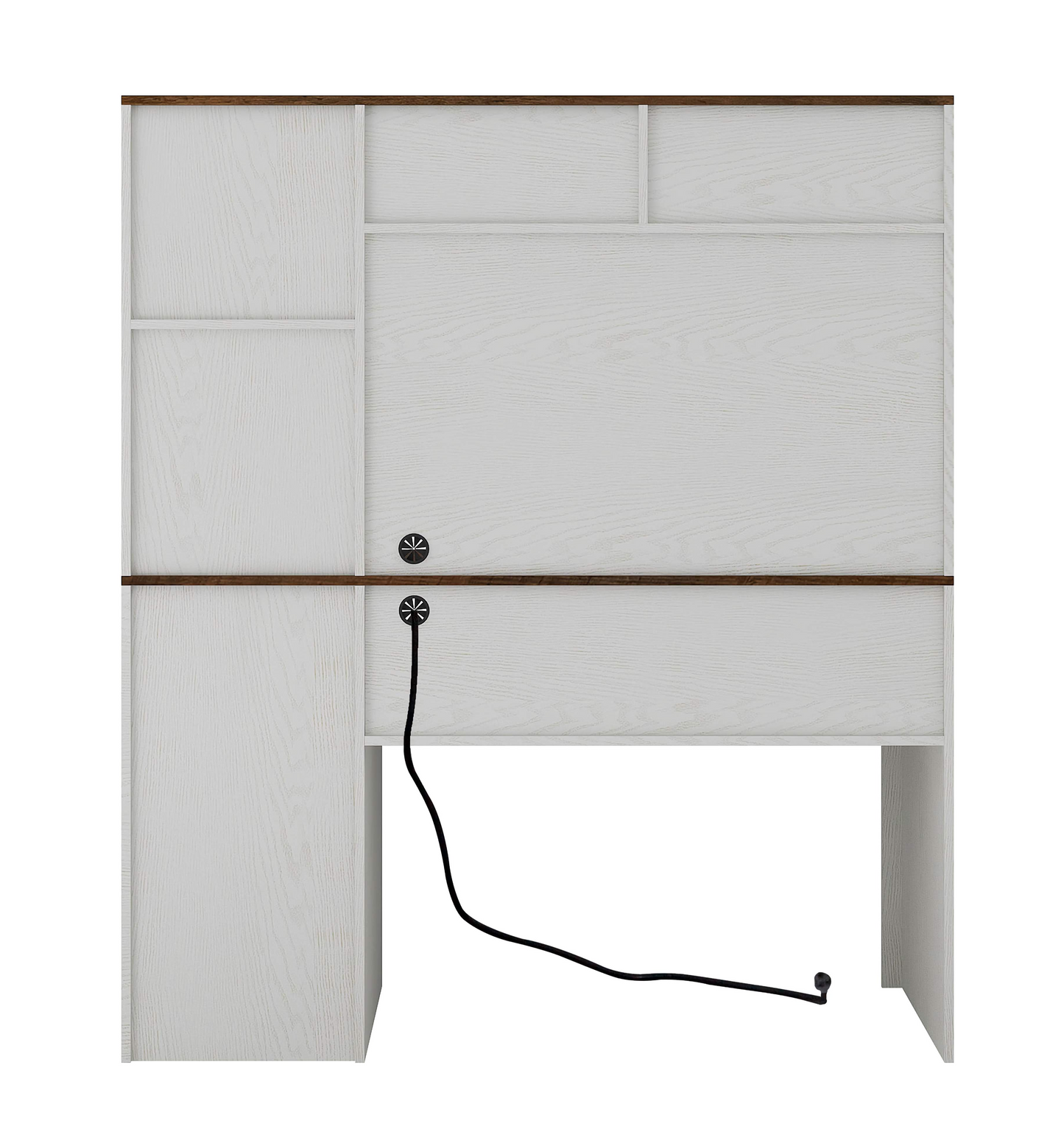 Hutch Home and Office Desk, Organized Workspace with Bookshelf, Drawers and Built-In Power Outlet