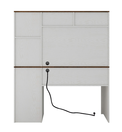 Hutch Home and Office Desk, Organized Workspace with Bookshelf, Drawers and Built-In Power Outlet