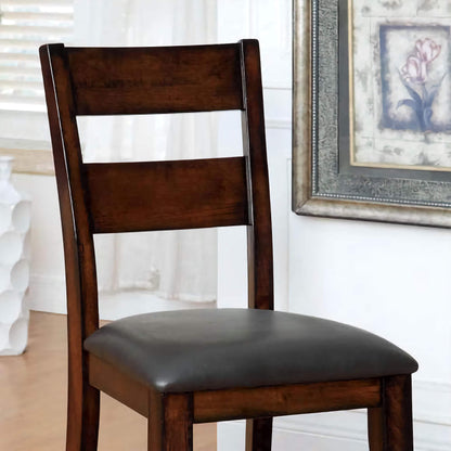 2-Piece Solid Wood Dining Chairs, Comfortable Padded Leatherette Seats with Dark Cherry Finish for Kitchen or Dining Room