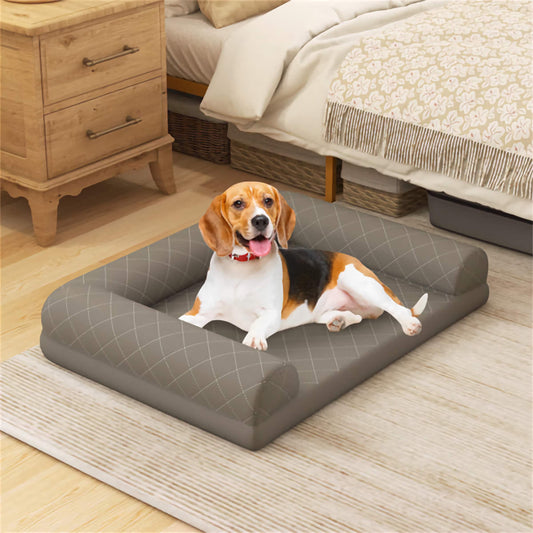 36in. Egg-Crate Orthopedic Pet Bed, Soft Polyester Surface with Elevated Bolsters for Comfort and Joint Support
