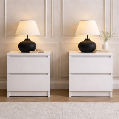 Full Queen Upholstered LED Platform Bed Set with 2 Drawer Nightstands
