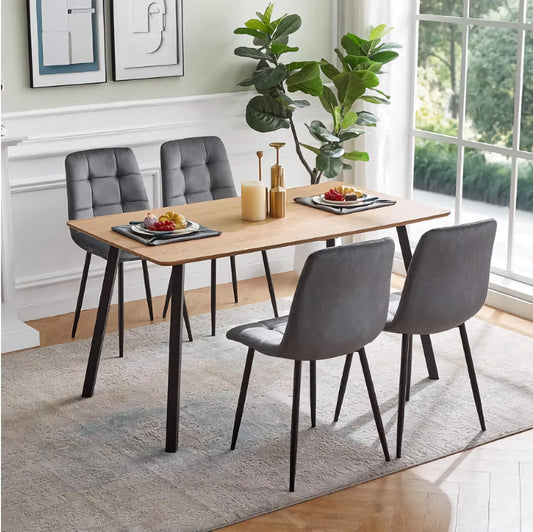 4-Piece Upholstered Dining Room Chair Set, Modern Kitchen Chair Set with Upholstered Seat and Metal Legs