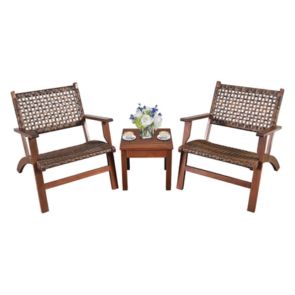 3-Piece Outdoor Wooden Patio Furniture Set