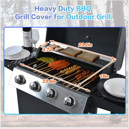 4-Burner Propane BBQ Grill, Stainless Steel Outdoor Grill with Storage Shelves, Wheels, Lid, and Bottle Opener