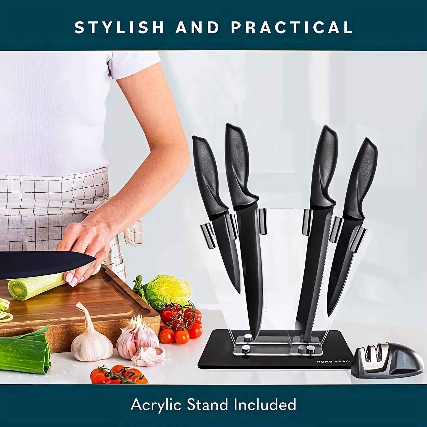 7-Piece Chef Knife Set, Premium Carbon Stainless Steel Kitchen Knives with Ergonomic Non-Slip Handles
