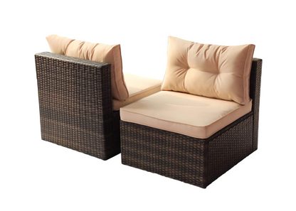 7-Piece Seasonal Patio Sofa Set, Comfortable Outdoor Garden Furniture with Sturdy PE Rattan Base