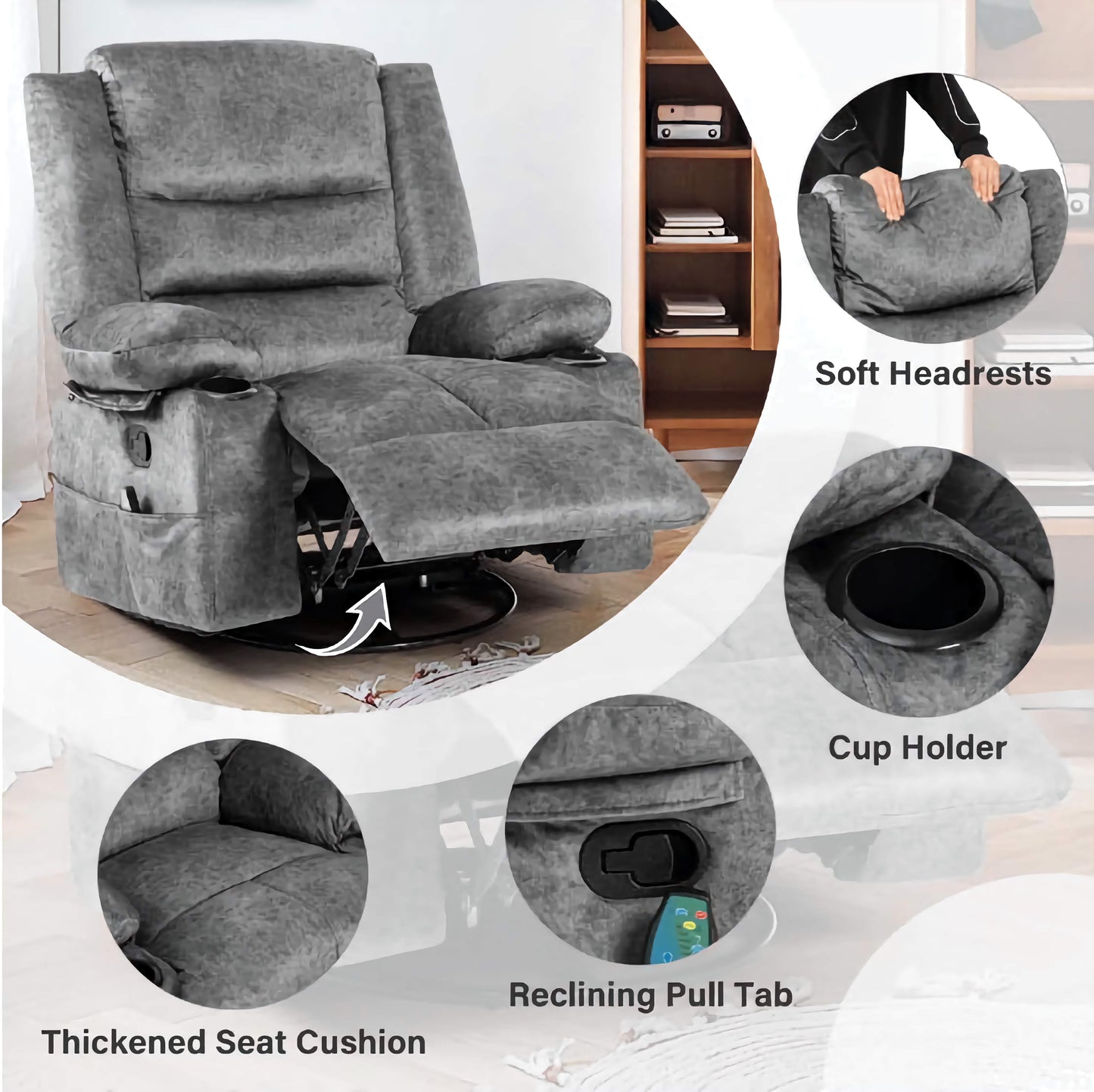 Massage and Heated Reclining Lounge Chair, Adjustable Padded Sofa for Ultimate Comfort and Relaxation