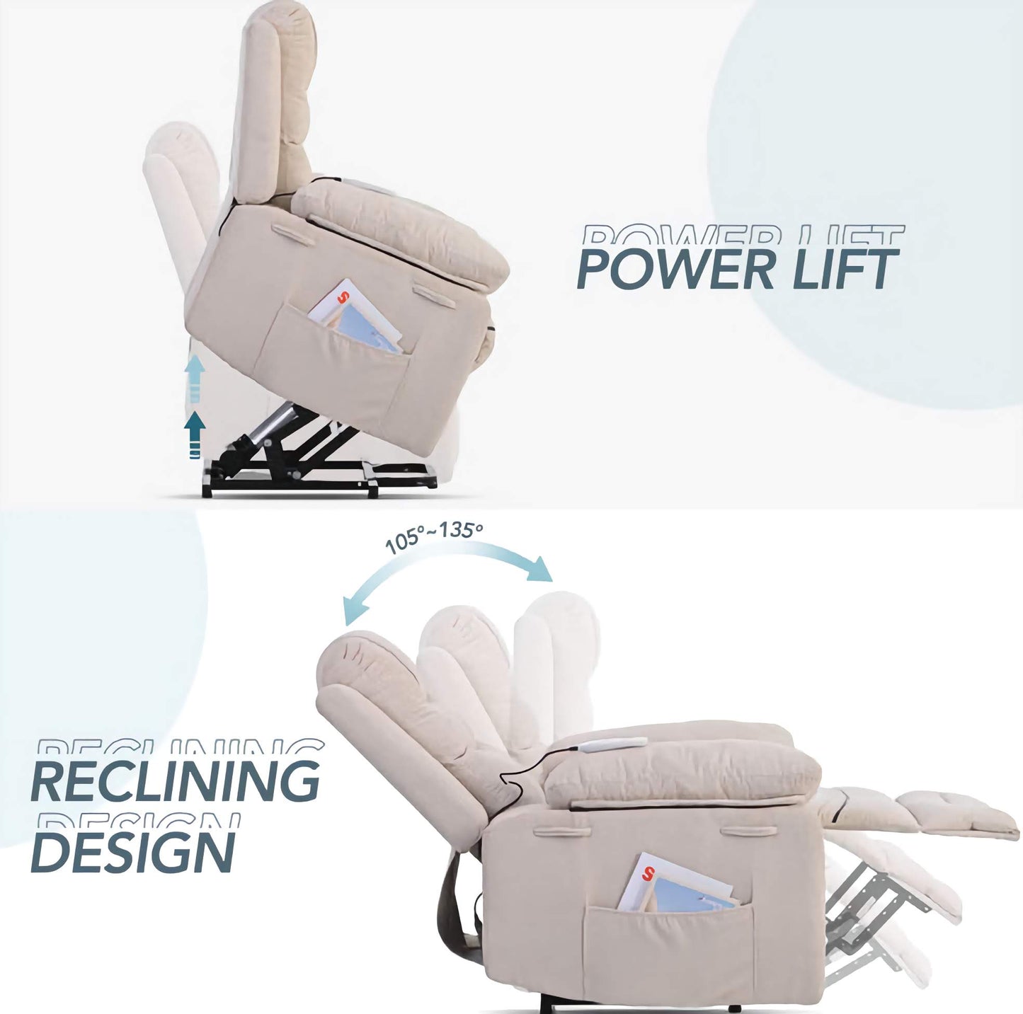 Massage and Heated Power Lift Reclining Sofa Chair, Ultimate Comfort and Easy Lift Function