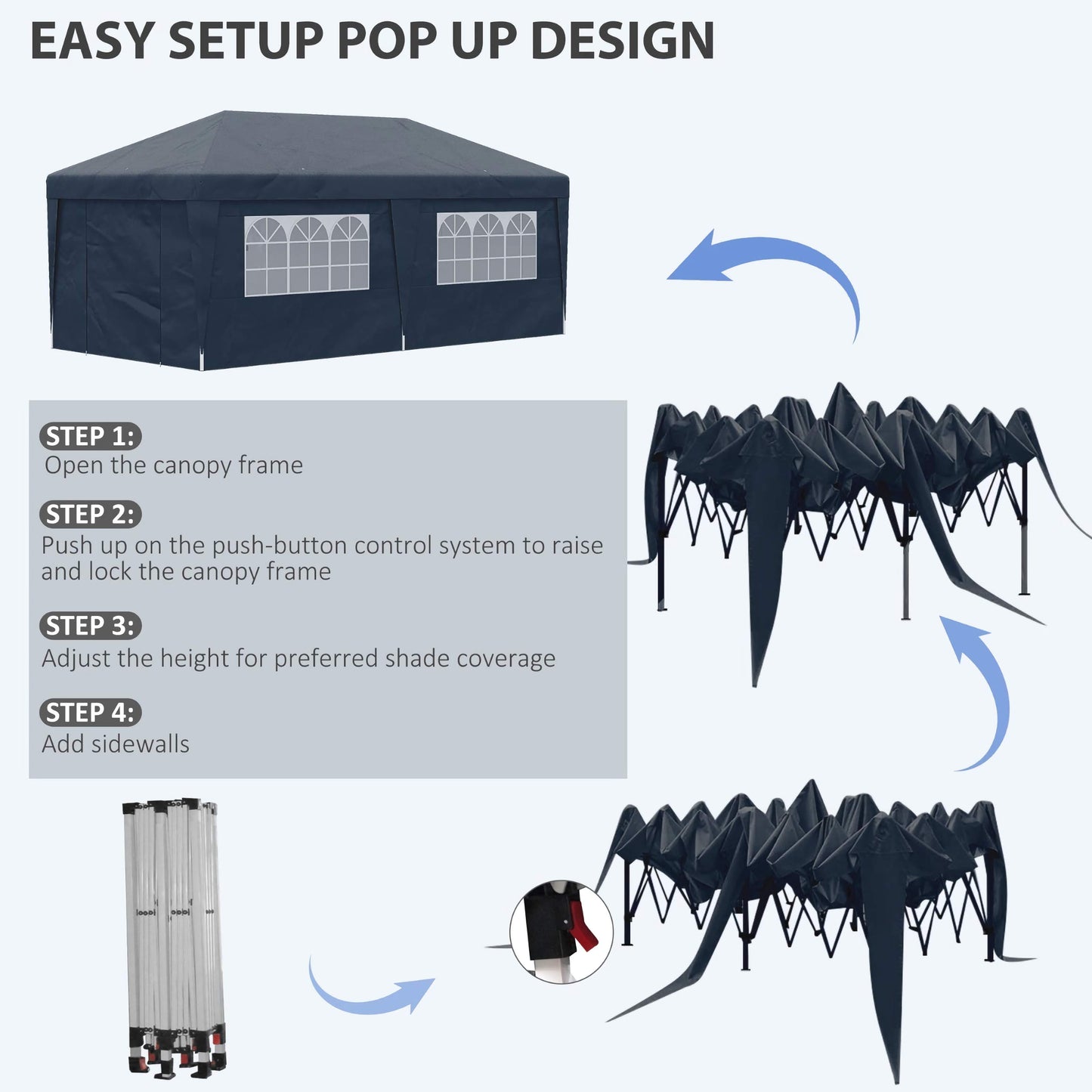 10x19.5ft. Pop Up Canopy Party Gazebo, Event Shelter with Sidewalls and Adjustable Height
