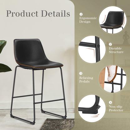 2-Piece Modern Kitchen Barstools, Comfortable Elevated Chairs for Dining Room or Kitchen Island