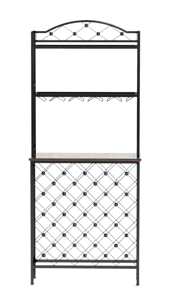 Freestanding Bottle Rack Bar Organizer, Storage Rack with shelf and Glass Holder