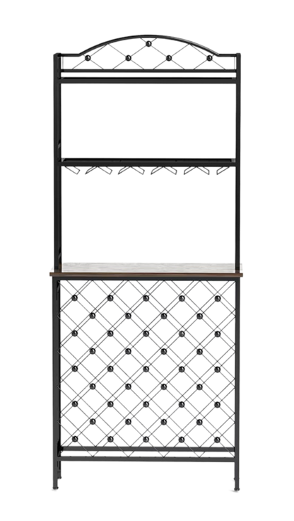 Freestanding Bottle Rack Bar Organizer, Storage Rack with shelf and Glass Holder