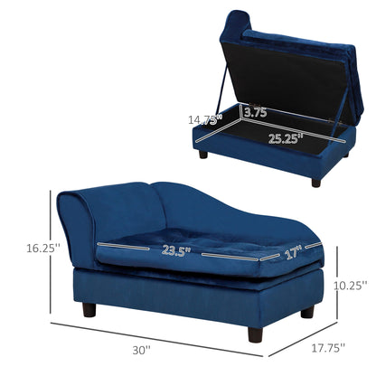 PawHut Luxury Small Dog Sofa Bed, Comfortable Modern Pet Furniture with Hidden Storage for Toys and Accessories