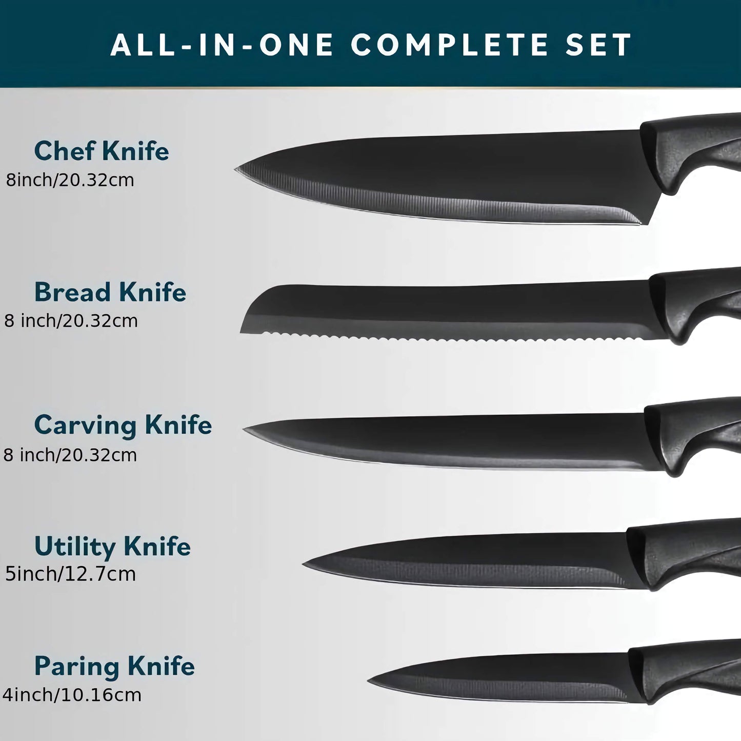 7-Piece Chef Knife Set, Premium Carbon Stainless Steel Kitchen Knives with Ergonomic Non-Slip Handles