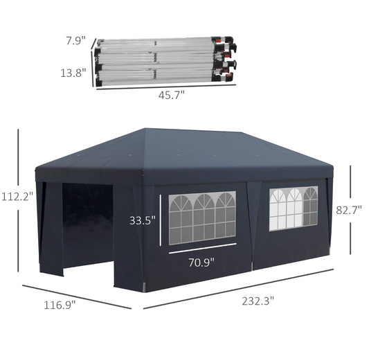 10x19.5ft. Pop Up Canopy Party Gazebo, Event Shelter with Sidewalls and Adjustable Height