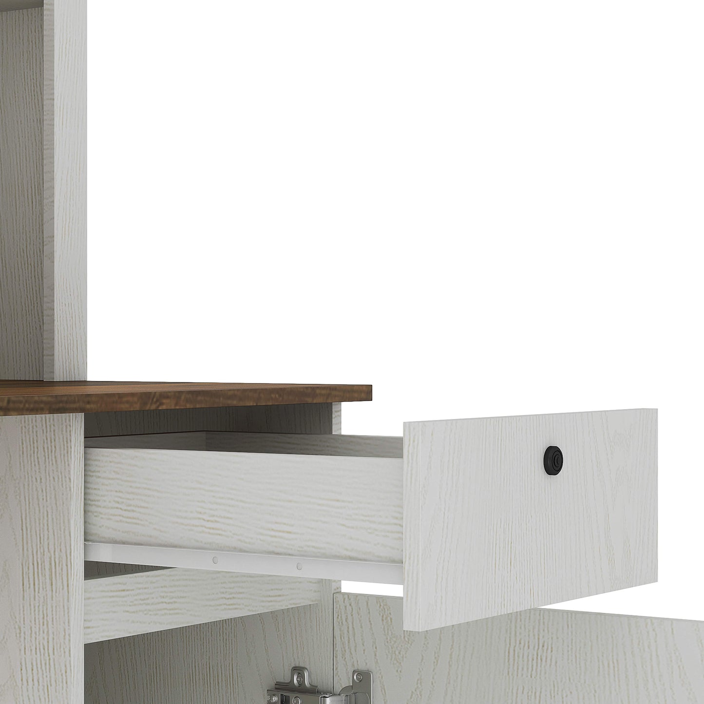 Hutch Home and Office Desk, Organized Workspace with Bookshelf, Drawers and Built-In Power Outlet